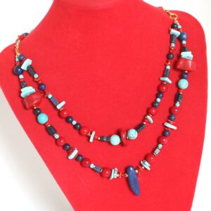 Wolność w Relacjach – Naszyjnik z lapis lazuli, turkusem, koralem